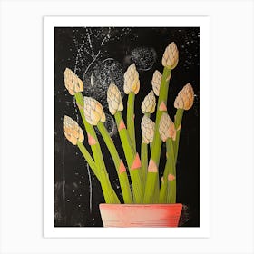 Art Deco Asparagus Bouquet Art Print