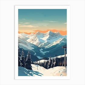 Banff Sunshine Village   Alberta, Canada   Colorado, Usa, Ski Resort Illustration 0 Simple Style Art Print