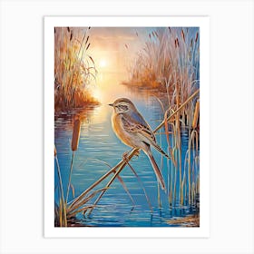 Bird On Reed Art Print