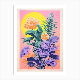 Colourful Botanical Risograph Style 37 Art Print