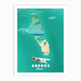 Andros Bahamas travel map Art Print