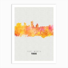 Fort Worth Texas City watercolor Art Print