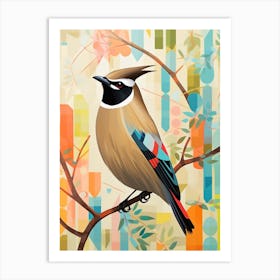 Bird Painting Collage Cedar Waxwing 1 Art Print