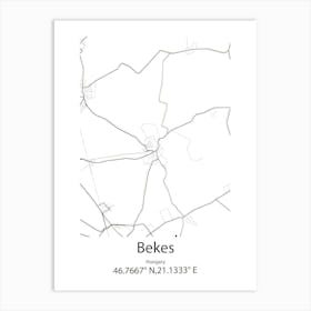 Bekes,Hungary Minimalist Map Art Print