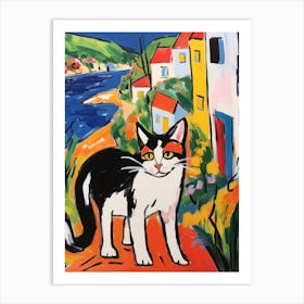 Painting Of A Cat In Algarve Portugal 1 Art Print