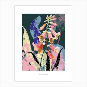 Colourful Flower Illustration Poster Foxglove 1 Art Print