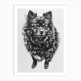 Cute Furry Dog Line Sketch Art Print