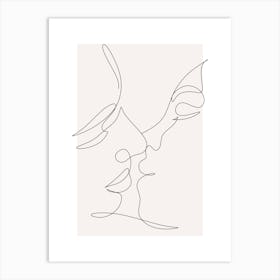 Couple Monoline Asthetic Mnimalist Drawing Art Print