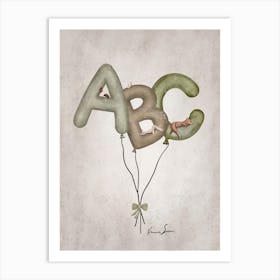 Abc Alphabet Balloons With Animals Art Print