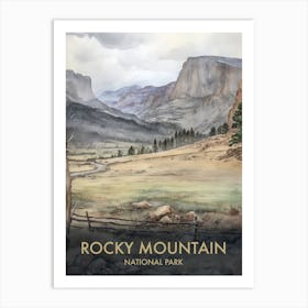 Rocky Mountain National Park Watercolour Vintage Travel Poster 4 Art Print