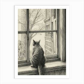 Cat Looking Out Window 1 Art Print