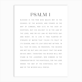 Psalm 1 Printable, Bible Verse Print, Minimalist Quote, Faith Prayer, Digital Download, Scripture Wall Art, Typography Decor, Christian Gift Póster