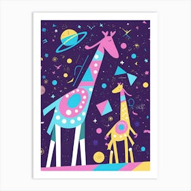 Giraffes In Space Art Print