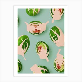 Brussel Sprouts Pattern Illustration 1 Art Print