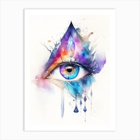 Spiritual Awakening, Symbol, Third Eye Watercolour 1 Art Print