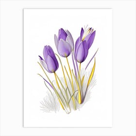 Crocus Floral Quentin Blake Inspired Illustration 1 Flower Art Print