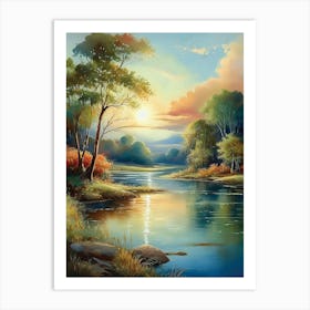 Sunset By The River 4 Art Print