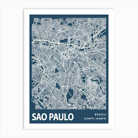 Sao Paulo Blueprint City Map 1 Art Print