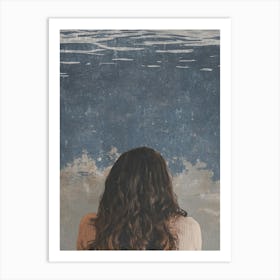 Woman Looking At The Water Art Print