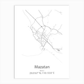 Mazatan,Mexico Minimalist Map Art Print