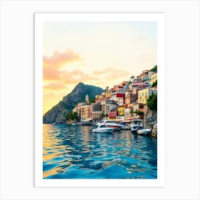 Amalfi Coast At Sunset Art Print