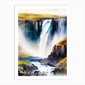 Thorufoss, Iceland Water Colour  (1) Art Print