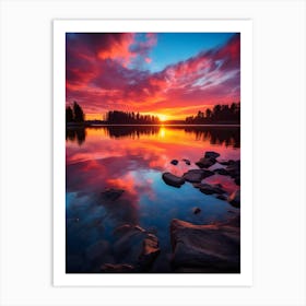 Beautiful Sunset Over A Lake Art Print