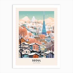 Vintage Winter Travel Poster Seoul South Korea 4 Art Print