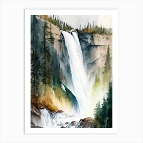 Takakkaw Falls, Canada Water Colour  (3) Art Print