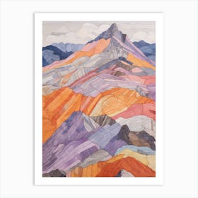Bowfell England Colourful Mountain Illustration Art Print