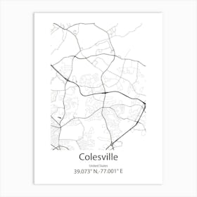 Colesville,United States Minimalist Map 1 Art Print