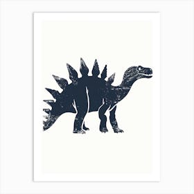 Stegosaurus Navy Blue Silhouette 1 Art Print