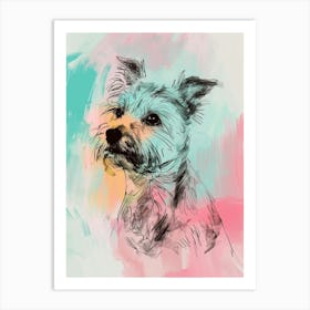 Pastel Norfolk Terrier Dog Line Illustration 4 Art Print