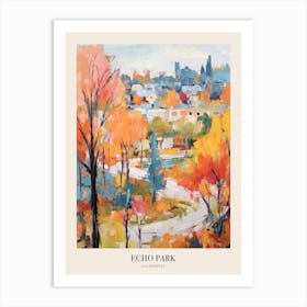 Autumn City Park Painting Echo Park Los Angeles United States 2 Poster Art Print