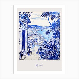Nice France 2 Mediterranean Blue Drawing Poster Art Print
