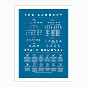 The Laundry Guide With Stain Removal Steel Blue Background Art Print