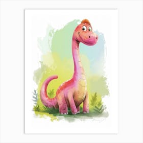 Cute Cartoon Amargasaurus Dinosaur 1 Art Print