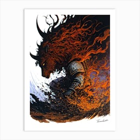 Wolf In Flames Art Print