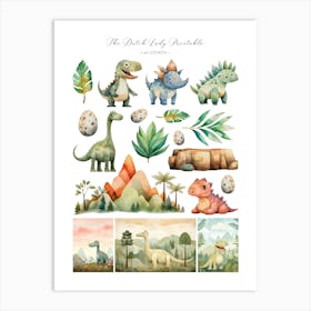 Cute Dinosaurs 2 Art Print