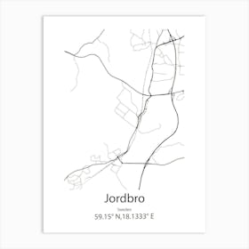 Jordbro,Sweden Minimalist Map Art Print