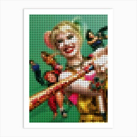 Birds Of Prey And The Fantabulous Emancipation Of One Harley Quinn In A Pixel Dots Art Style Art Print