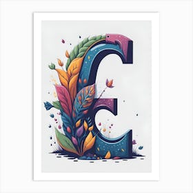 Colorful Letter E Illustration 27 Art Print
