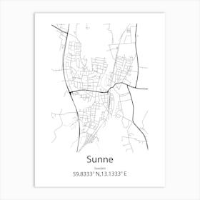 Sunne,Sweden Minimalist Map Art Print