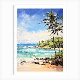 A Painting Of Anakena Beach, Easter Island Chile 2 Art Print