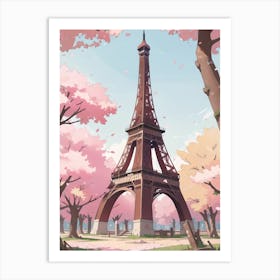 Eiffel Tower with Cherry Blossom Art Print