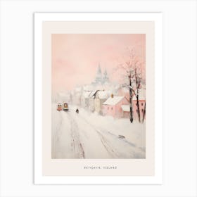 Dreamy Winter Painting Poster Reykjavik Iceland 2 Art Print