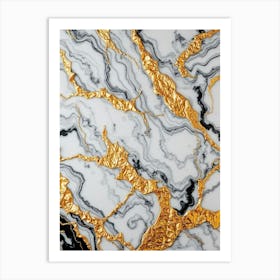 Gold And Black Marble 1 Art Print