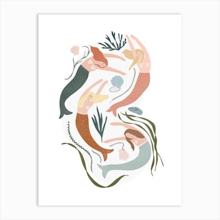 Mermaids Neutral Art Print