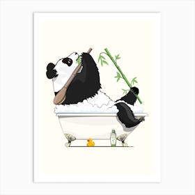 Giant Panda Bear In The Bath Art Print