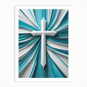 Cross On Blue Background Art Print